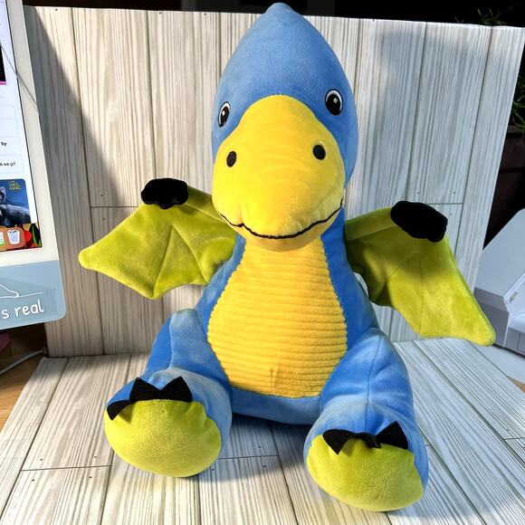 Hugfun Large Pterodactyl Flying Dinosaur Bird Plush Stuffed Animal Toy 16" Blue - Picture 1 of 5